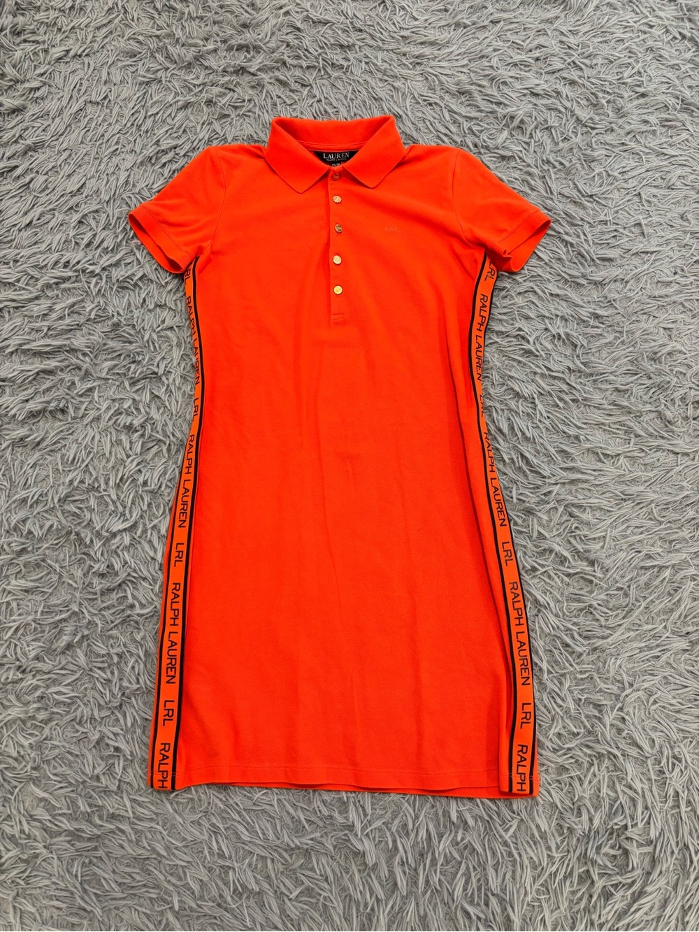 Ralph Lauren Women’s XS Polo Shirt Dress Short Sleeve Orange Pique Preppy Sporty